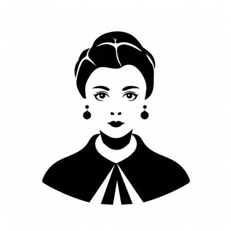 a black woman portrait illustration in the style of 1940s-1950s, featuring stenciled iconography. this high-quality stock vector image showcases elements of qajar art with a white background. the artwork is inspired by the sovietwave movement and is available under a creative commons attribution license. ai generatedの素材