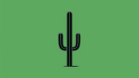 cactus on green background: a minimalist sculpture of a cactus stands against a vibrant green background. the black and white isolated image showcases the unique shape and texture of the cactus, while the green background adds a pop of color. this artwork, inspired by the style of emiliano ponzi, combines gender-bending iconography and elements of animated gifs. created by ed freeman, this piece captures theの素材