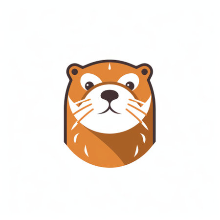 an otter icon with a strong facial expression is featured on a white background. the playful typography and innovative page design enhance the overall aesthetic. the light brown and amber color scheme adds warmth to the image, while the sparse and simple composition creates a minimalist feel. the letterboxing and bold graphic design elements further contribute to the visual impact of the photo. ai generatedの素材