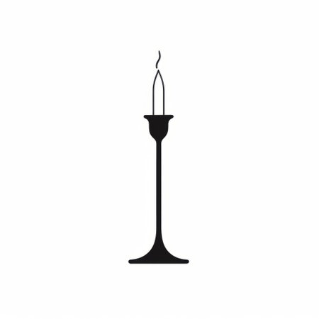 a black candle, showcasing precise craftsmanship, is elegantly silhouetted against a white background. this minimalist design, reminiscent of 20th-century scandinavian style, captures the essence of solapunk aesthetics. the realistic depiction of light adds a touch of authenticity to this miniature illumination, making it a captivating logo or decorative piece. ai generatedの素材