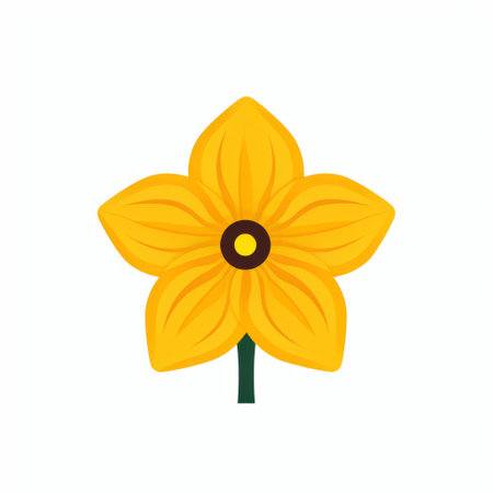 elkoon daffodil yellow flower isolated illustration, in the style of a minimalist illustrator. the artwork features light brown and orange tones, capturing the essence of collecting and modes of display. the naive style adds a touch of charm, while the back button focus enhances the overall composition. inspired by the bloomsbury group, the dark emerald and yellow hues create a captivating visual experience. ai generatedの素材