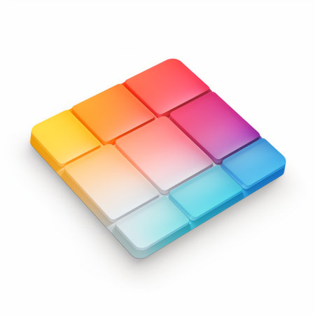 an app icon is showcased in this image, standing out against a white background with a vibrant and colorful backdrop. the icon is designed with a realistic color palette, featuring puzzling compositions and a skillful use of light and color. the multilayered surfaces, applecore, rectangular fields, and matte photo finish add depth and visual interest to the overall composition. ai generatedの素材