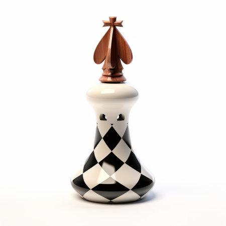 a black and white checkered chess piece with a golden crown, inspired by the unique character design of mandy disher, showcases the artistic style of victor enrich. the use of terracotta and photobashing techniques adds depth to the image. symbolic nabis influences and the touch of germaine dulac make this photo a captivating piece of art. ai generatedの素材