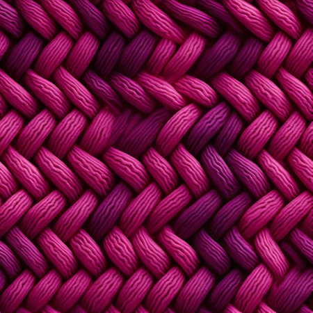 colorful knit pattern featuring a vibrant combination of purple, pink, and blue colors. this high-resolution image showcases a dark pink and pink canvas texture, highlighting the intricate weaving and twisted tangles. the monochromatic shadows add depth to this uhd image. ai generatedの素材