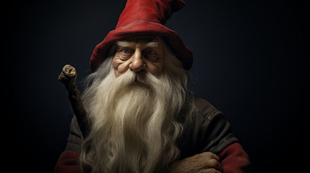 an elderly man with a long beard sits gracefully, clutching a staff in his hands. this wizard-like figure exudes an aura of wisdom and mystique. the photograph captures intricate details, showcasing the realistic forms and vibrant colors of red and azure. with a touch of wizardcore, this macro photograph offers a candid glimpse into the magical world of famous figures. ai generatedの素材
