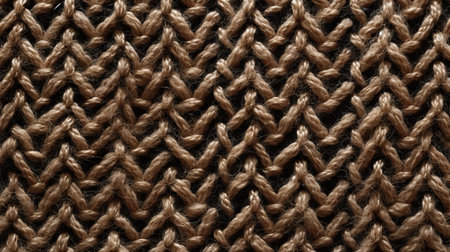 a close-up photograph of a coffee-colored sweater knit with intricate hatching, resembling a national geographic style. the image showcases the detailed craftsmanship and symmetrical grid pattern. captured using a tokina opera 50mm f14 ff lens, the texture of the leatherhide and the artistic touch of net art and bentwood add unique elements to the composition. ai generatedの素材