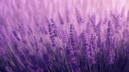 a stunning lavender field background wallpaper in high definition, featuring a whimsical ambiance created through the solarization effect. the infrared filters add a touch of enchantment, while delicate flora depictions and luminous shadows enhance the monochromatic harmony. this captivating wallpaper showcases beautiful flower and nature motifs, perfect for adding a serene touch to any space. ai generatedの素材