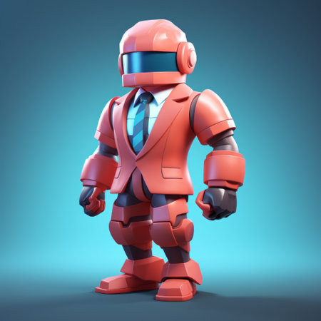 lawyer in canada wearing a special coral suit with futuristic material attached. the closed suit includes a helmet for adventure. the 3d isometric clash of clans style cartoon art render features low poly and low details. ai generatedの素材