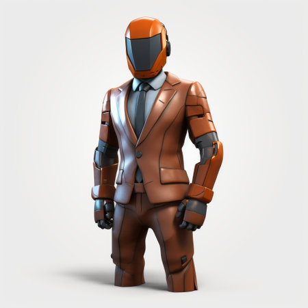 accountant in italy wearing a special rust suit with futuristic material attached. the closed suit with a helmet gives a fantasy and fashion vibe. the 3d isometric clash of clans style cartoon art render features basic style and low poly details. ai generatedの素材