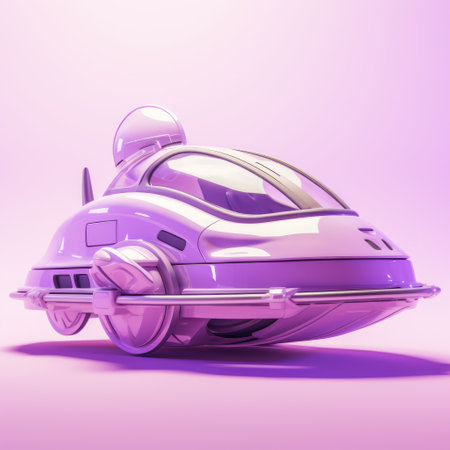 3d rendering of a pink and gold automobile concept illustration in the style of quirky futuristic. the digital minimalism and subtle use of shading create a unique and eye-catching design. this 3d concept render illustration incorporates elements of dieselpunk, with a touch of silver and purple, reminiscent of artists ben wooten and geof darrow. ai generatedの素材