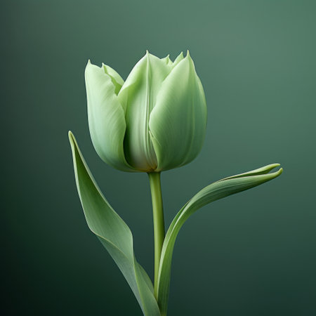 green tulip flowers wallpapers featuring nature-inspired compositions, vray tracing, classic still life arrangements, and fine art photography. capturing the essence of nature, these minimalistic compositions showcase exotic flora and fauna in stunning detail. ai generatedの素材
