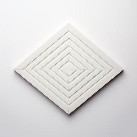 a white square wall tile with grid lines on a white background, captured in a sculpture-based photography style. the image showcases dramatic diagonals and an optical illusionist effect. the careful framing and birds-eye-view perspective enhance the neo-geo minimalism of the composition. ai generatedの素材