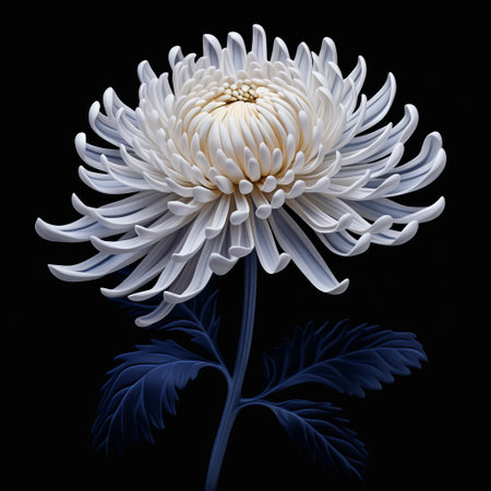 white flowers are arranged on a black background in a hyper-realistic style, reminiscent of japanese traditional art and ming dynasty aesthetics. the intricate portrayal of light and shadow creates a striking contrast between light gold and dark blue hues, evoking a sense of detailed character illustrations and vanitas symbolism. ai generatedの素材