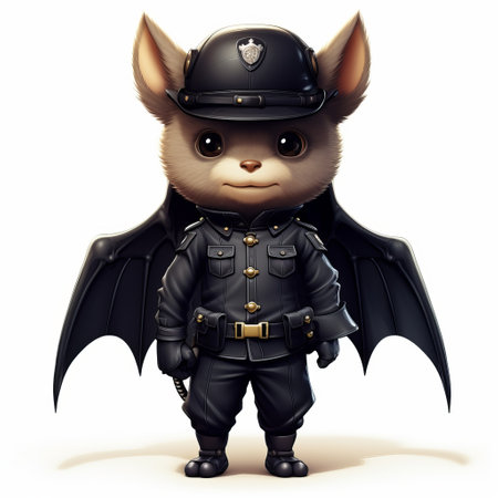 the photo showcases a playful illustrative style featuring hybrid creature compositions of cops, police, harry, and batman. the hyper-realistic animal illustrations add a kawaii charm to the image. the dark gray and light bronze color scheme, along with the symbolic use of animals, creates a visually captivating scene. ai generatedの素材
