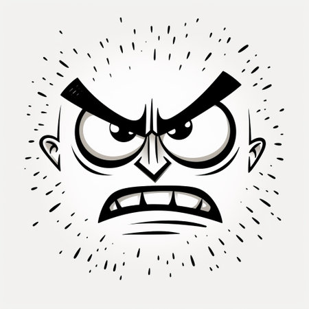 angry face in black and white sketch vector illustration, featuring inventive character designs and woodcut-inspired graphics. this artwork showcases colorful comic strips and the unique style of tomek setowski. the distinctive characters and matte photo effect add depth to this captivating image. ai generatedの素材