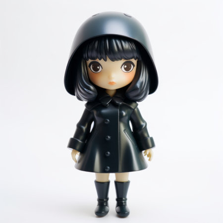 daiei daimon dk dolls black lulu doll, inspired by ilya kuvshinov's style, features depictions of inclement weather. the high detailed liquid metal construction in dark green and beige creates a stunning hd mod with a cartoon mis-en-scene. ai generatedの素材