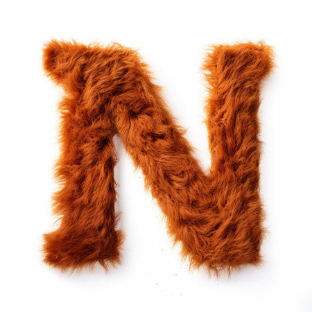 the furry letter n in dark orange exudes emotive body language, embodying the poodlepunk aesthetic. against a white background, this texture exploration is available under creative commons attribution and created by folknave. keywords: furry, letter n, dark orange, emotive, poodlepunk, white background, creative commons attribution, folknave, texture exploration. ai generatedの素材