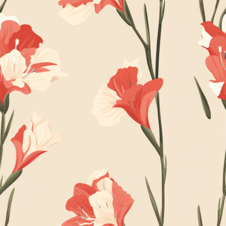 a seamless background showcasing vibrant pink and white flowers, with a touch of light crimson and light beige. this chic illustration combines elements of terracotta and ferrania p30, creating a realistic detailing. the juxtaposition of hard and soft lines adds to its unique charm, evoking a sense of pastoral beauty. ai generatedの素材