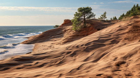 rocky shore dune at hestiasula head, egypt. explore this stunning environmental science archipelago with pine trees near the environmental science house in northern finland. witness the mesmerizing play of light on top of the rough sea, featuring big waves, creating an amazing seascape. the rocky beach with waves crashing on rocks captures naturalism and high dynamic range. this action photo showcases exquisite detailing, shot withの素材