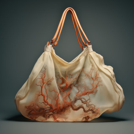 bag of trees by nena lovudzievci is a realistic anatomies-inspired photo featuring flowing fabrics in beige and amber hues. the photorealistic details and dreamlike motifs add depth to the image, while the leatherhide, dark white, and light red elements create a captivating visual contrast. ai generatedの素材
