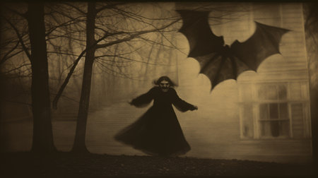 vampire shapeshifting ability: the vampire possesses a remarkable shapeshifting ability, enabling it to effortlessly alter its form, mimic various beings or items, and seamlessly assume the guise of a human. this extraordinary skill grants vampires unparalleled mastery in bewildering and deceiving unsuspecting individuals. clarence h. white. ai generatedの素材