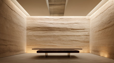 ceiling design with a luxurious look inspired by emil alzamora, featuring earthy brown tones and travertine stone. reflecting the rich and immersive life in new york city, the design embodies textural minimalism and is reminiscent of elba damast. ai generatedの素材