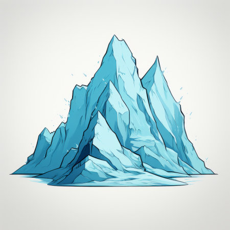 a digitally animated drawing of an iceberg, showcasing isolated landscapes and mountainous vistas. the artwork features a light blue color palette with rough clusters, evoking psychological phenomena illustrations. created in a bold lithographic style, this hand-drawn depiction captures the captivating beauty and mystique of icebergs. ai generatedの素材