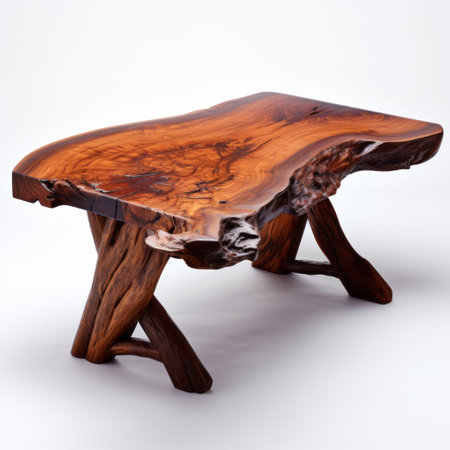 reclaimed dining table made from aged white fir wood, designed in the upper paleolithic art style. captured with fujifilm natura 1600 for realistic still lifes with dramatic lighting. features intricate woodwork and nature-inspired camouflage in dark orange and dark amber colors. creative commons attribution available for use. keywords: reclaimed, white fir, dining table, art style, fujifilm natura 1600, still life, intricate woodwork, nature-inspired camouflage, darkの素材