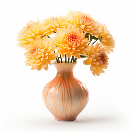 orange blossoms in a vase, set against a white background. the bold chromaticity and light yellow hues create a captivating display. with multiple filter effects and striped arrangements, this composition exudes an artistic flair. the flattering lighting enhances the vanitas theme, reminiscent of the eastern zhou dynasty. ai generatedの素材