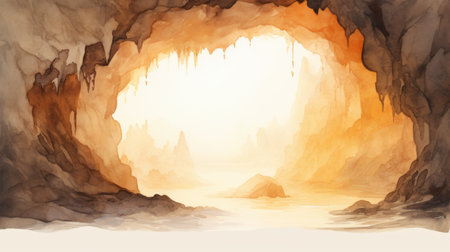 this abstract design of a cave illustration features a seamless pattern in a painting style. created by david nordahl, the watercolor vector showcases detailed marine views with realistic lighting. the arched doorways and misty atmosphere add to the concept art, while the light white and light amber color scheme creates a unique and captivating aesthetic. ai generatedの素材