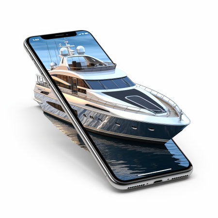 an iphone featuring a photorealistic rendering of a boat, captured in a low-angle shot with a wealthy portraiture style. the 8k resolution and multi-layered composition showcase the intricate details of the light navy and light gray color scheme. this interactive image is sure to impress any viewer. keywords: iphone, boat, photorealistic rendering, low-angle shot, wealthy portraiture, 8k resolution, multi-layered composition, light navy, light gray, interactive.の素材