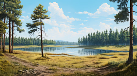 a tall grass growing in the field, capturing the essence of a landscape painter's style. this photo showcases highly detailed environments with romantic riverscapes, reminiscent of historical illustrations. the norwegian nature is beautifully portrayed, inspired by the works of kevin hill. the vibrant colors create saturated pigment pools, adding depth and richness to the scene. ai generatedの素材