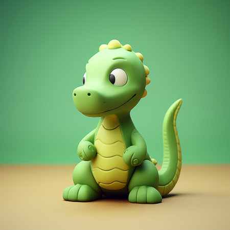 a green and blue dinosaur figurine, featuring minimal retouching, inspired by the artistic styles of charles spencelayh, grzegorz domaradzki, and jeremiah ketner. the figurine showcases soft gradients and embodies the concept of figura serpentinata. perfect for interactive media enthusiasts. ai generatedの素材