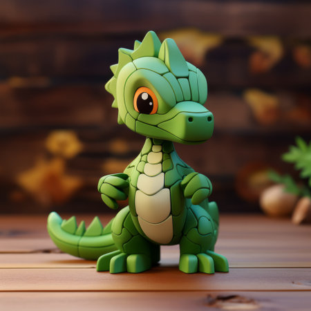 toy green dragon with large anime-inspired eyes in a wooden setting. commissioned for tranquil gardenscapes and character studies, this handheld 8k resolution figurine is perfect for grid-based collectors. keywords: toy, green dragon, anime-inspired, wooden setting, commission, tranquil gardenscapes, character studies, handheld, 8k resolution, grid-based. ai generatedの素材