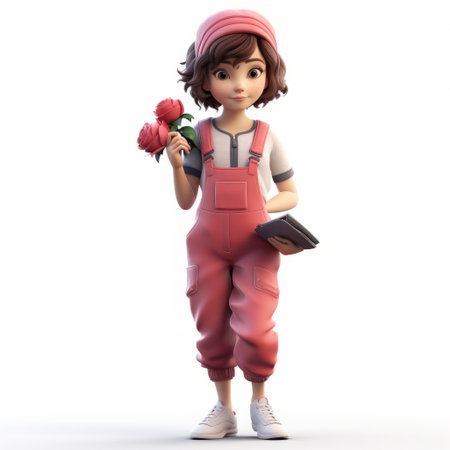 a collection of 3d models featuring a charming pink and white girl adorned with flowers. these models draw inspiration from the captivating style of legendary graphic novel pioneer, akira toriyama. combining realistic details with stylized elements, they evoke the essence of animated films. the artistic influences of raphael, valentine hugo, and lit kid shine through, creating a unique and visually delightful experience. ai generatedの素材