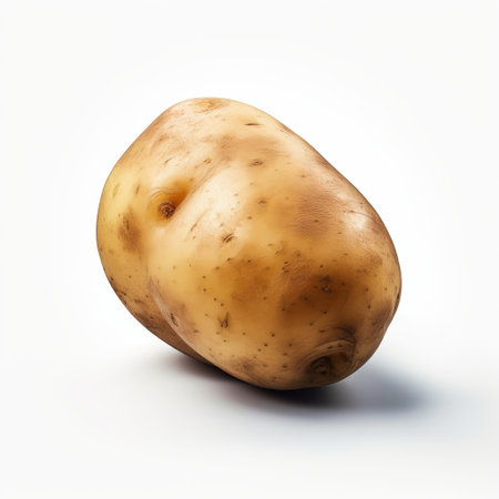 an unharmed potato, digitally enhanced in a realistic rendering of the human form, is showcased in this full-color photo. set against a white background, the image captivates with its meticulous portrayal of light and shadow, evoking a sense of depth and dimension. this stunning depiction, reminiscent of mote kei style, has earned the distinction of being a contest winner. ai generatedの素材