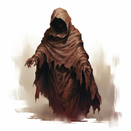 the horror spawned by a nightmare is depicted in this dark beige and brown concept art. the loose figuration and masterful use of shadows create a crumpled, slumped, and draped effect, enhanced by colorful washes. ai generatedの素材