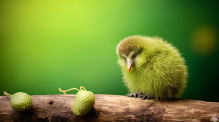 the new zealand green kiwi photo captures the playful innocence and surrealistic elements of the national geographic style. this uhd image exudes a duckcore vibe with its cute and dreamy aesthetic, while maintaining an asymmetric balance. download and share this captivating photo to experience the whimsical beauty of the kiwi in its natural habitat. ai generatedの素材