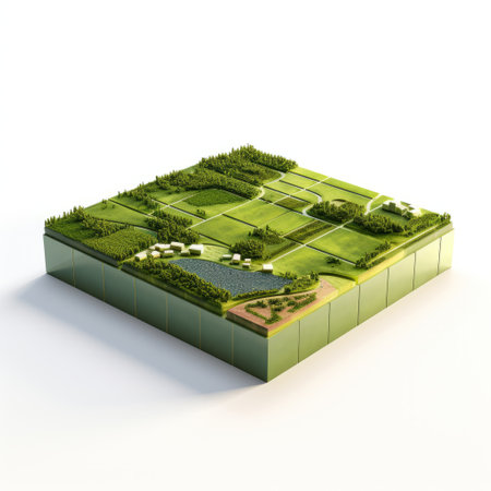 a photo showcasing green grass in a flat topography, with a unique twist of floating structures. the hyperrealistic rendering captures the essence of a metropolis meeting nature, reminiscent of a national geographic photo. the industrial and product design elements blend seamlessly with the modular and minimalistic serenity, creating a visually captivating composition. ai generatedの素材