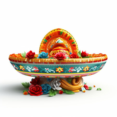 3d mexican taquito with flowers on a white background, resembling spherical sculptures. this artwork by oliver wetter combines elements of cross-processing processing and carved religious icons. the website showcases bold colors, heavy brushstrokes, and graphics reminiscent of xbox 360. ai generatedの素材