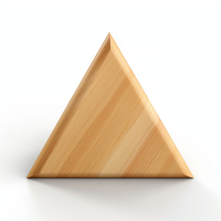 a wooden triangle in the style of minimalistic japanese art, rendered in bryce 3d. this png or jpg image showcases texture-rich surfaces reminiscent of the works of mark ryden and quadratura. the triangle's smooth and polished appearance is reminiscent of the architectural style of richard meier. ai generatedの素材