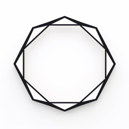 a black and white circle with triangular lines in the style of multifaceted geometry. the circle is surrounded by a rim light, creating a large-scale minimalist composition. the plasticien influence is evident in the pristine geometry and jagged edges. this captivating image stands out against a clean white background. ai generatedの素材