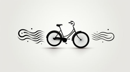 a minimalistic modern bicycle with flowing waves, creating a calming effect. the high tonal range of light white and black colors adds to its clean and minimalistic style. the warmcore design gives it a soothing and inviting feel. the image captures the essence of simplicity and tranquility, with a touch of fluidity and serenity. ai generatedの素材