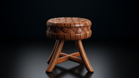 a hyperrealistic stool with weaving leather elements, designed using octane render for a clean and elegant look. the chair is isolated on a white background, showcasing its high detail and detailed textures. this 16k resolution stool exudes sophistication and style. ai generatedの素材