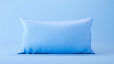 blue pillow with a 3d pattern rests on a light blue background, showcasing hyper-realistic still life. the elongated, colorful minimalism of the design creates a smooth and polished aesthetic. made of rubber, the pillow exudes a soft-focus effect, adding a touch of bombacore to any space. ai generatedの素材