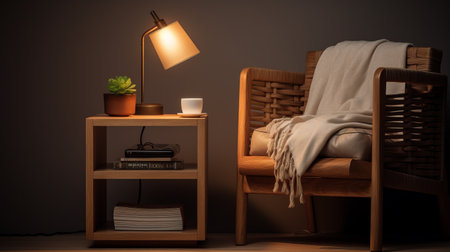 a nightstand with weaving leather elements, designed with a clean and elegant look using octane render. the hyperrealistic final result showcases detailed textures. the nightstand is isolated on a white background, allowing its high detail to shine through. with a resolution of 16k, every intricate aspect of the design is captured flawlessly. ai generatedの素材