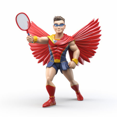 a sports-themed art piece in dresden featuring a plastic figure with wings, resembling a superhero. the artwork showcases photorealistic accuracy and incorporates elements of toyism and bombacore styles. the playful character design adds a touch of whimsy to the piece, while the use of plastic material and magewave technique enhances its visual appeal. ai generatedの素材