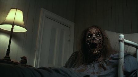 a hauntingly realistic photograph captured in full screen 1080p, featuring halloween the killer is dead 4. inspired by the style of sarah lucas and utilizing schlieren photography, this eerie image showcases tangled nests and haunting houses. shot on a nikon d750 and utilizing 70mm, it immerses viewers in a chilling atmosphere. ai generatedの素材