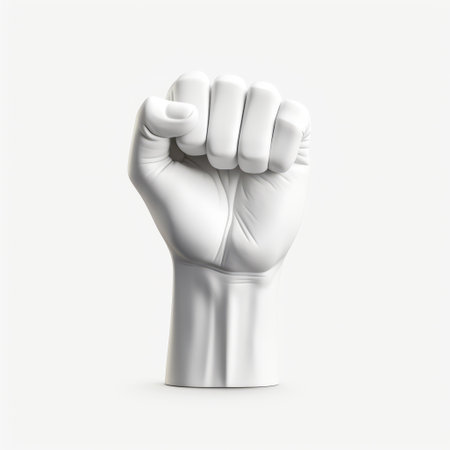 a white statue depicting a powerful fist, crafted in a realistic style, showcasing the resilience of working class subjects. this single object showcases eco-friendly craftsmanship with its streamlined design. perfect for those who appreciate the artistry of tumblewave and seek inspiration from furaffinity. ai generatedの素材