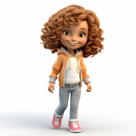 a 3d rendering illustration of a girl, featuring a youthful protagonist in the vancouver school style. the artwork showcases light orange tones and incorporates afro-colombian themes. with ultra hd quality, the realistic and hyper-detailed renderings beautifully capture the essence of the subject, providing a lifelike portrayal. ai generatedの素材
